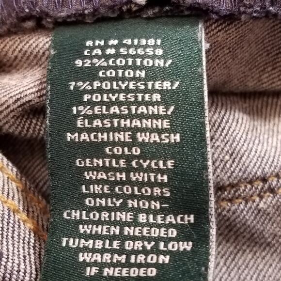 Lauren Ralph Lauren Straight Leg High Rise Denim Jeans Leather Logo Patch Sz 12 - Picture 10 of 11